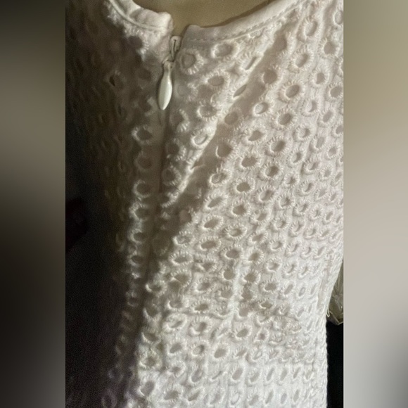 Spense Petite Dress 4P White Cotton Eyelet Lace Spense Sleeveless Rounded NWT - Picture 6 of 7